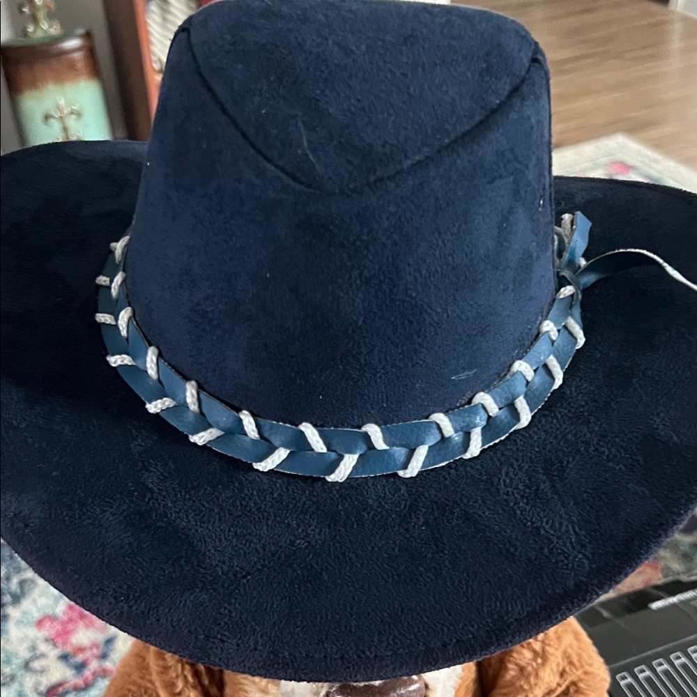 Suede hat.